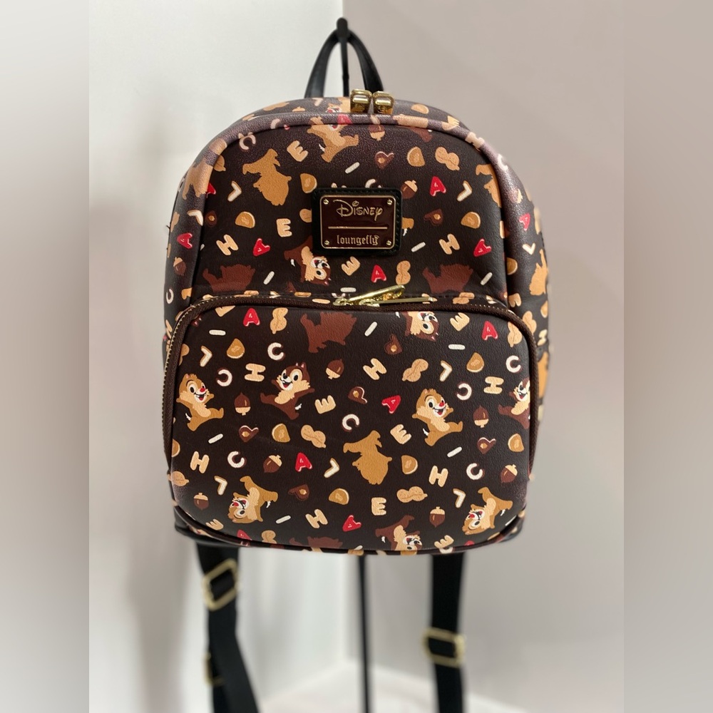 Loungefly Chip & Dale Brown Backpack with Playful Pattern